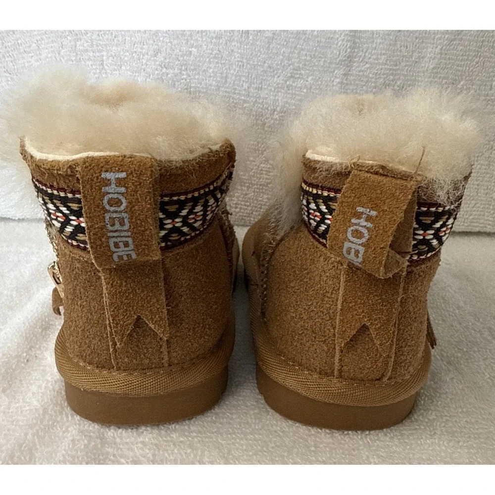 Hobibear Toddler Kids Brown Faux Fur Lined Winter Snow Boots Size 24